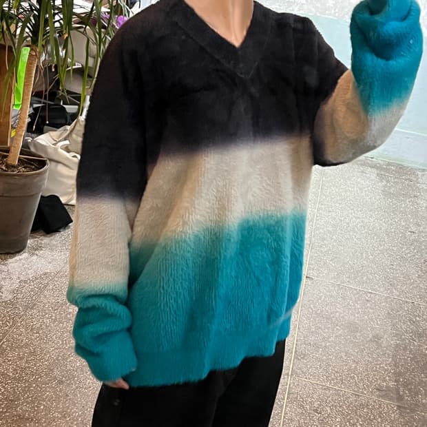 [SEW ClASSIC] 3 clolor block mohair knit