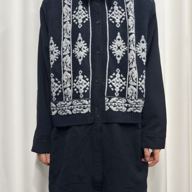 ethnic knit detail shirt