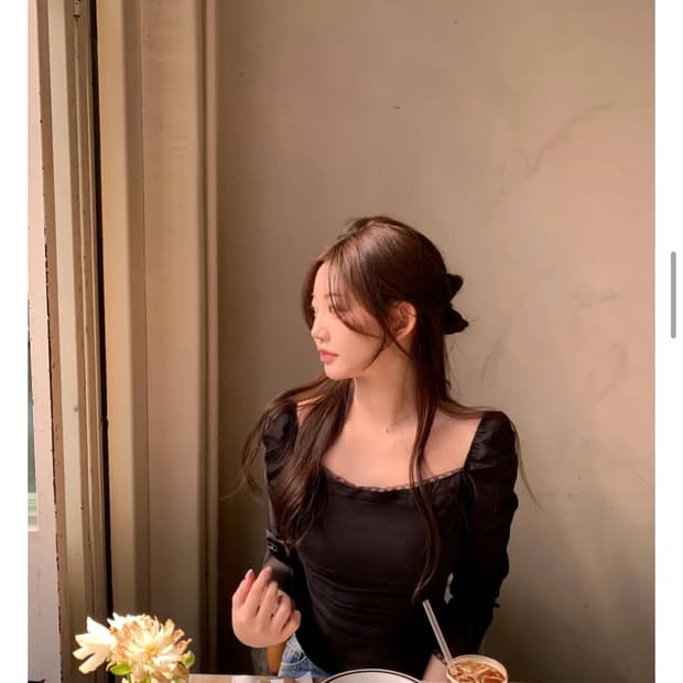 제니오 클린 스퀘어 블라우스 블랙 s 