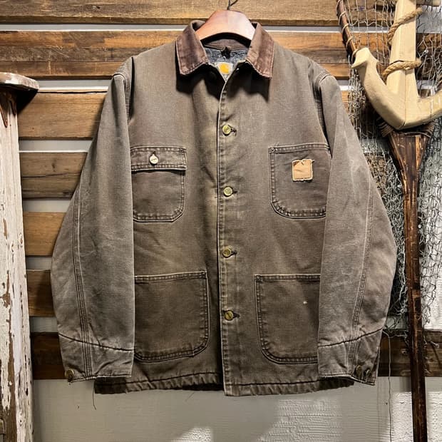 [M]칼하트 USA 빈티지 워싱 블랭킷 라이닝 다크브라운 초어 자켓