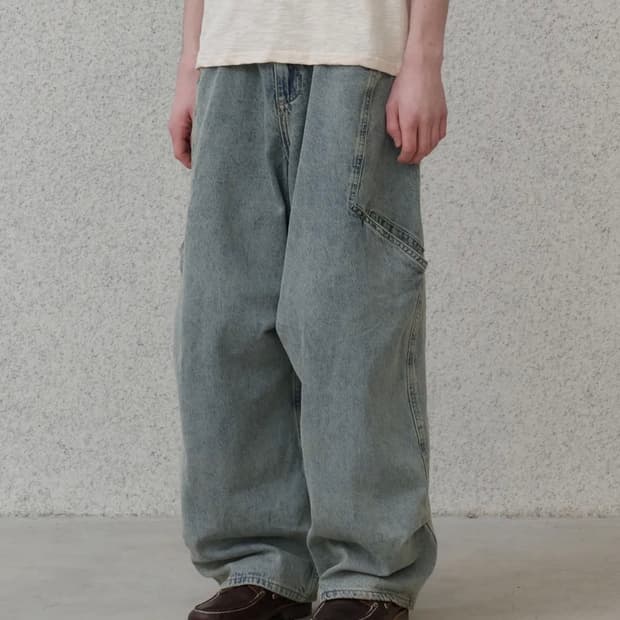 [2] 노운 사이드 라인 카고 데님 팬츠 (light blue)
