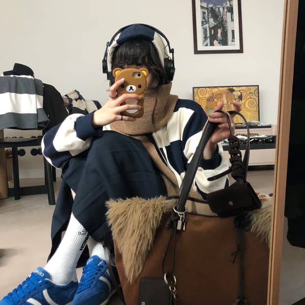 714 center 하이틴 스트라이프 셋업 네이비