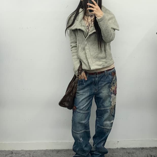 Ciao panic 하이넥 비대칭 자켓