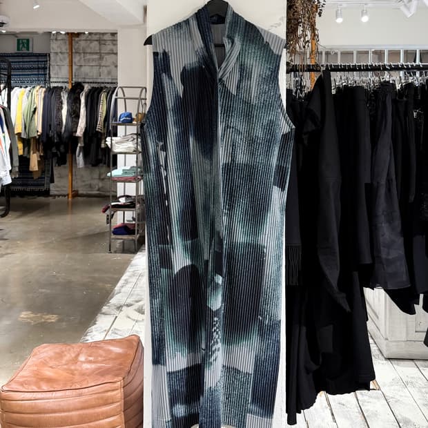 이세이 미야케 옴므 플리세 그린 윈드 워크 프린팅 롱 베스트