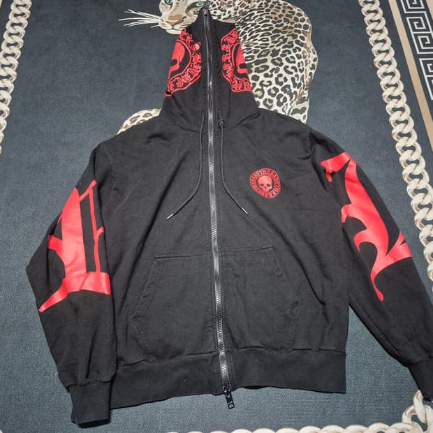 바이더알 풀 집 스컬 프린팅 후드집업 F