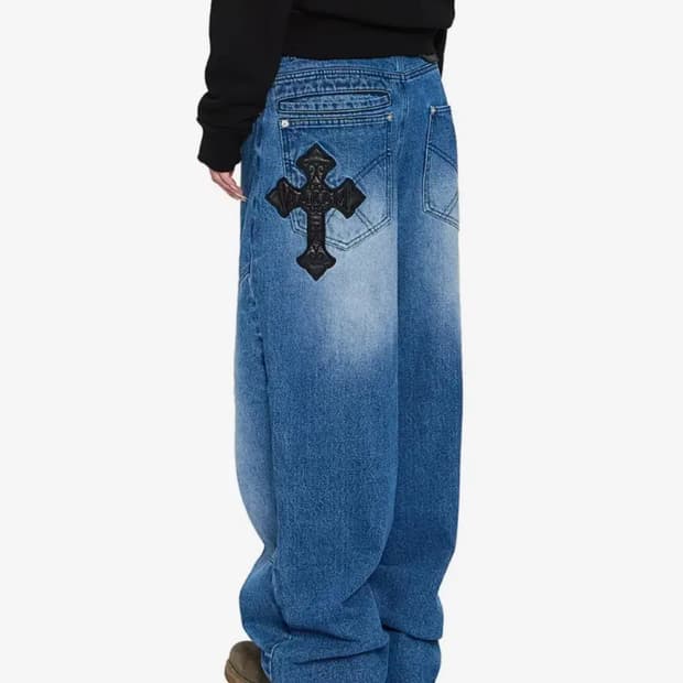 교환)아캄 크로스 와이드 데님 팬츠2