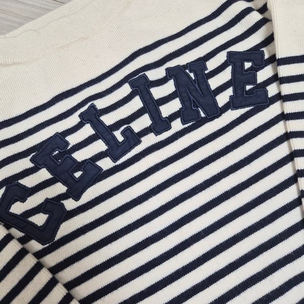 [S] 셀린느 여성 스프라이트 자수 로고 크롭 니트