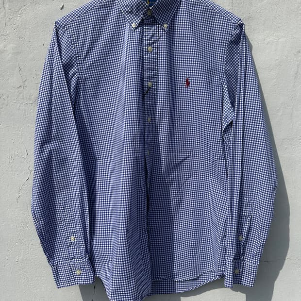 [M] 폴로 랄프로렌 블루 깅엄체크 포플린 셔츠