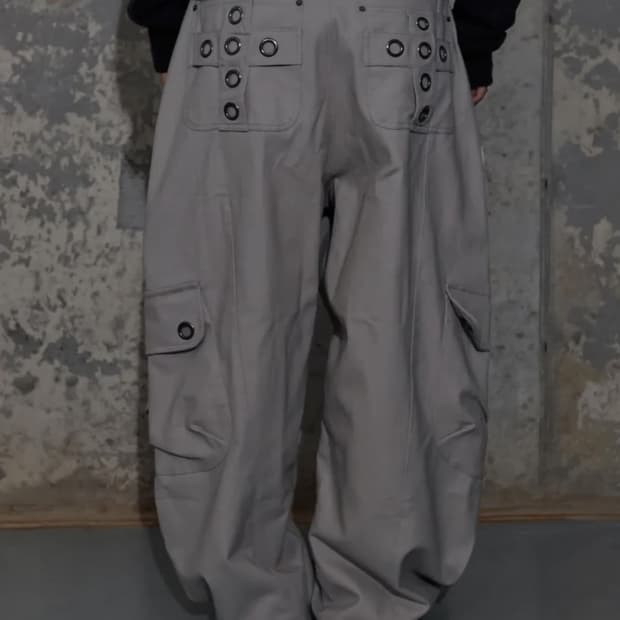 팬시클럽 크로스 포켓 카고팬츠 (핑크베이지)