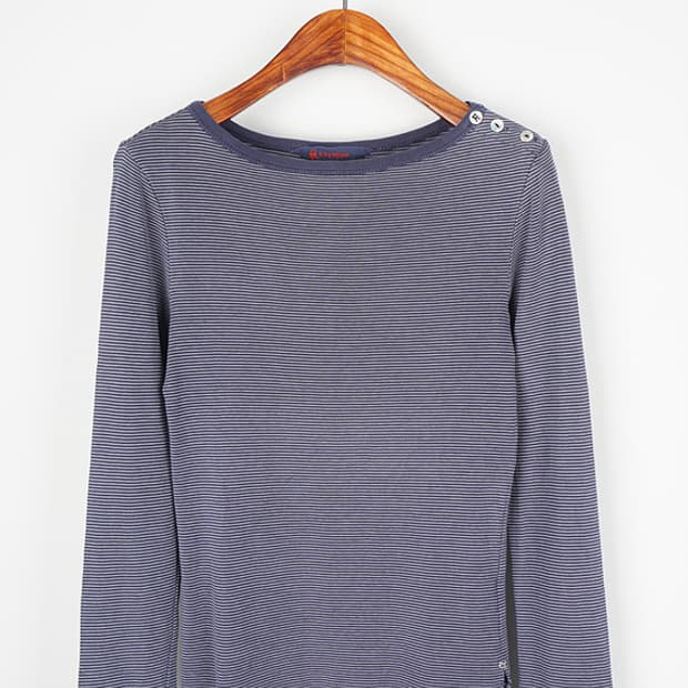 R by 45RPM striped boatneck long-sleeve