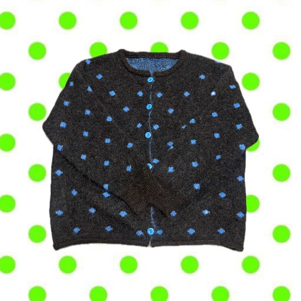 모리걸 빈티지 도트 패턴 니트 가디건