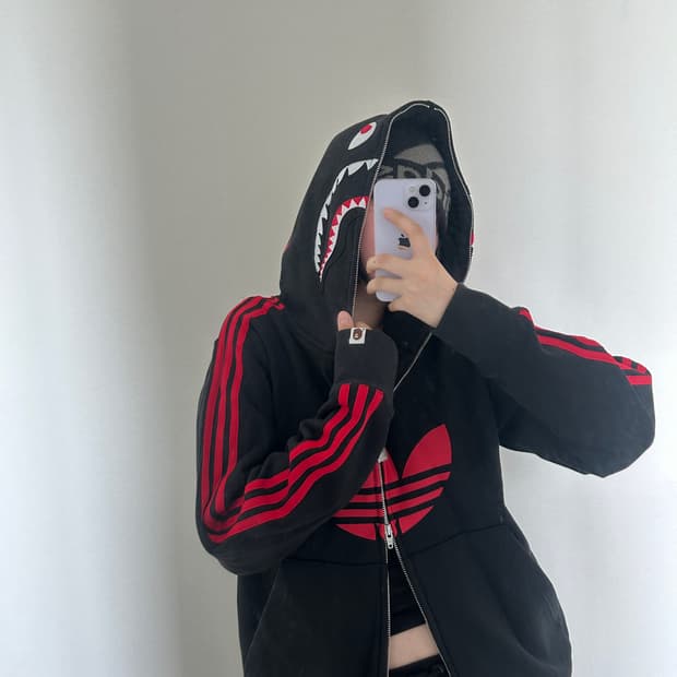 새상품 Adidas X bape 아디다스 베이프 얼티밋 샤크 후드 XL
