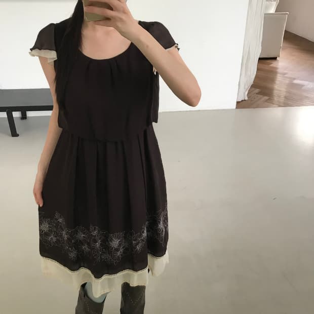 vintage brown pattern one-piece