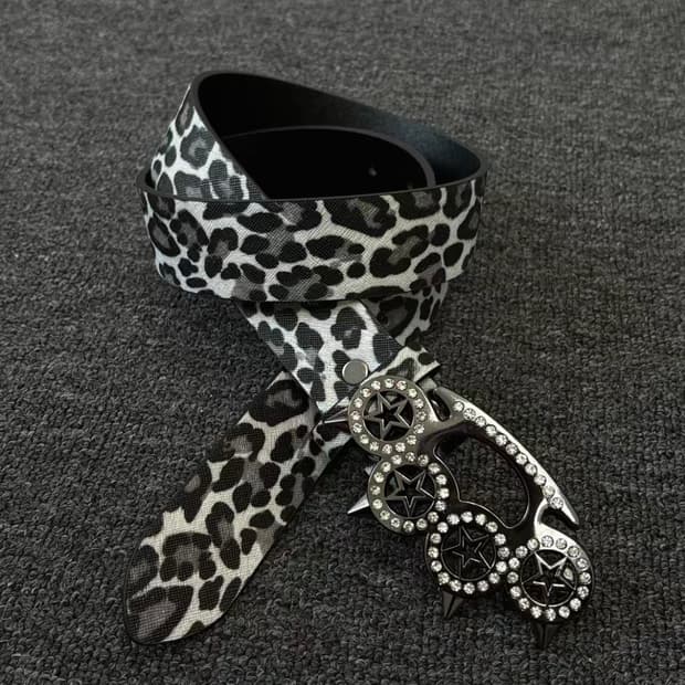 Grey Leopard Heavy Punk Belt