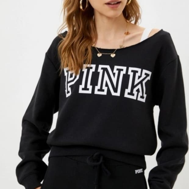 빅토리아 시크릿 핑크 검정 맨투맨 XS