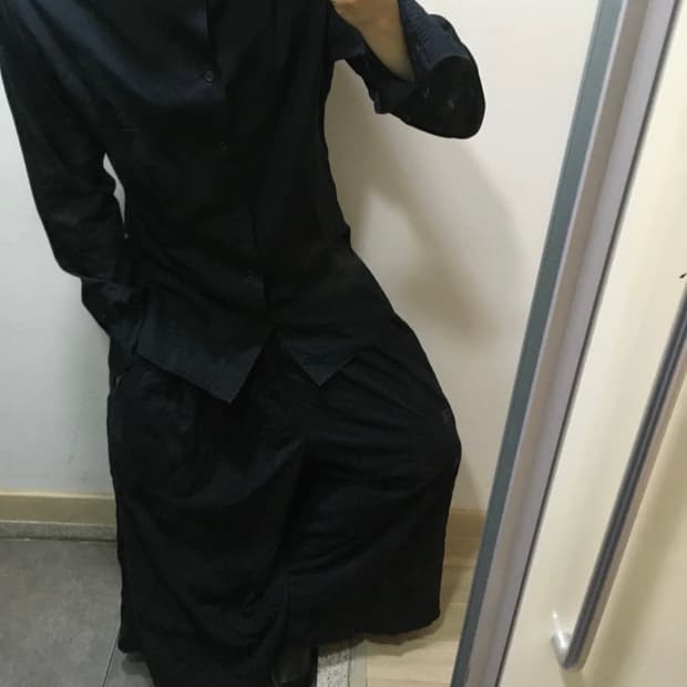 요지 야마모토 하카마 주름 오버핏 사루엘 배기 팬츠