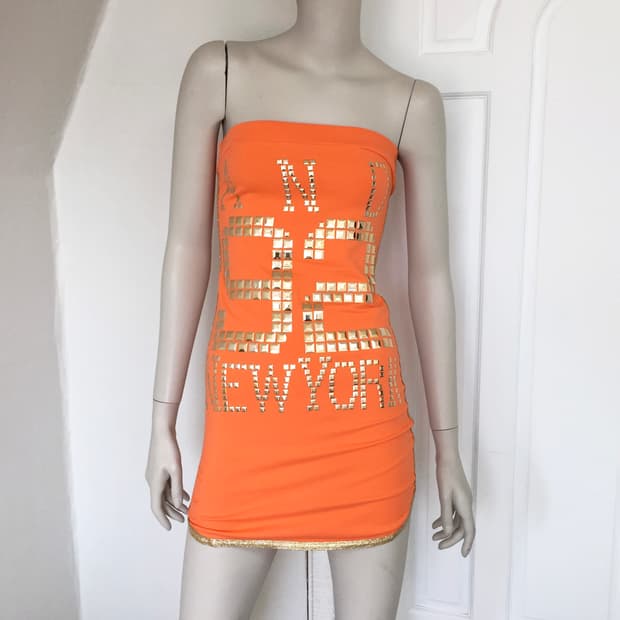 Vivid Orange Sporty Stud Tank Top