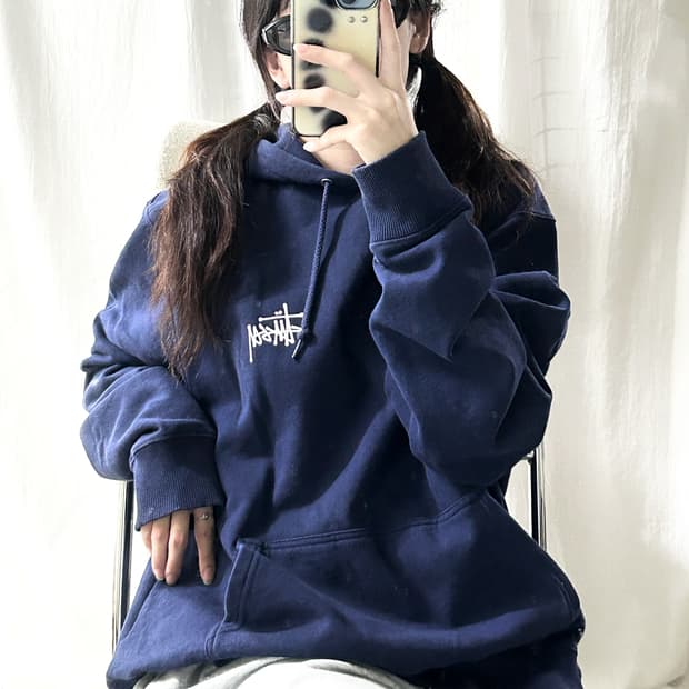 스투시 빅로고 다크네이비 후드