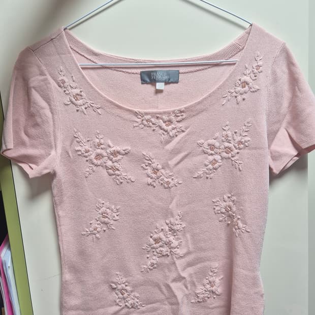 flower 비즈 자수 T