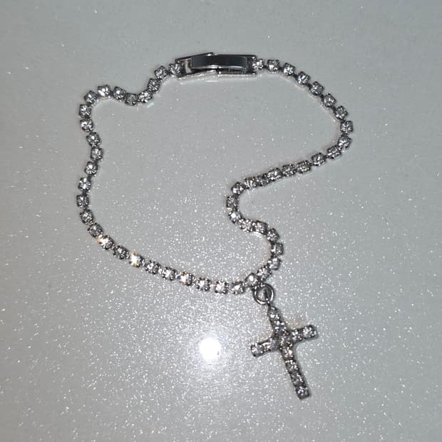 빈티지)십자가 모티브 오네갸루 y2k 큐빅 체인 팔찌