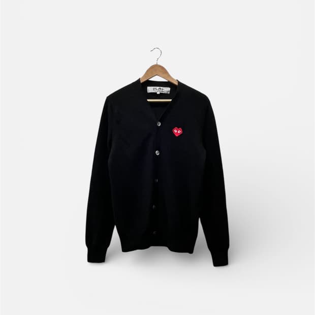 꼼데가르송 x 인베이더 픽셀 레드 와펜 가디건 M