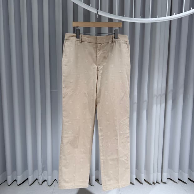 (A+/52) / 루이비통 레더 패치 코튼 치노 데님 팬츠 바지 베이지