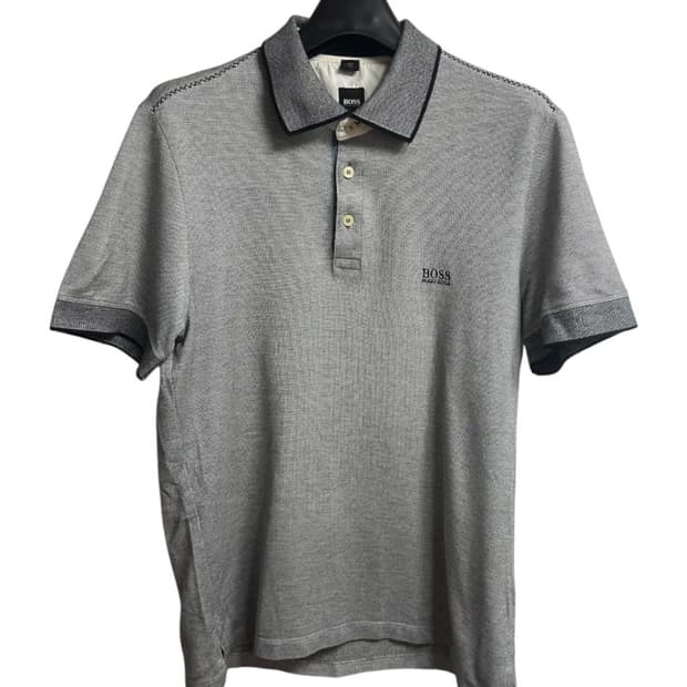 보스(hugo boss)그레이 코튼 반팔 카라티셔츠 L size