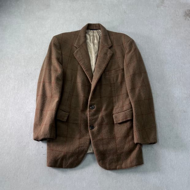 100 폴로랄프로렌 90s 울 체크 블레이저 자켓