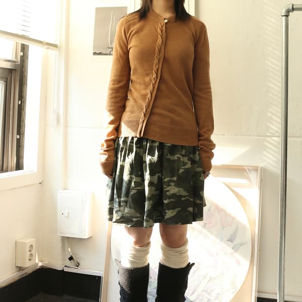 요시콘도 사선 케이블 가디건