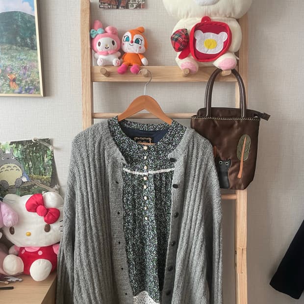 모리걸 빈티지 지브리 원피스 set 🩶💚🍀