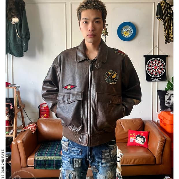 1980-90s A-DEPT Leather A-2 Bomber JK