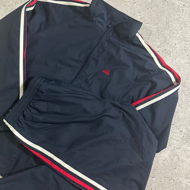 일본판 Y2K 올드스쿨 퍼포먼스 로고 트랙 셋업 네이비 레드