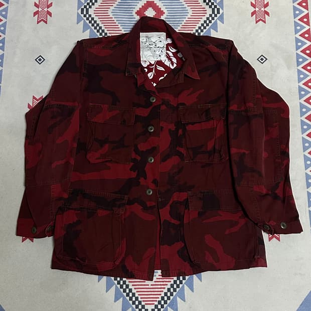 vintage red camo bdu jacket