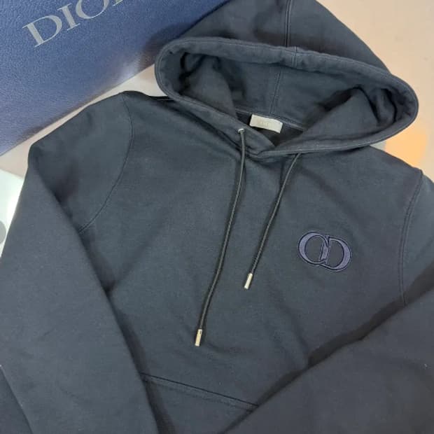 [당일배송] 디올(DIOR) CD 로고 자수 오버핏 후드 블랙 S