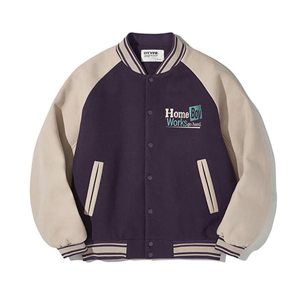 (새상품) 어반디타입 홈보이 울 바시티 자켓 퍼플