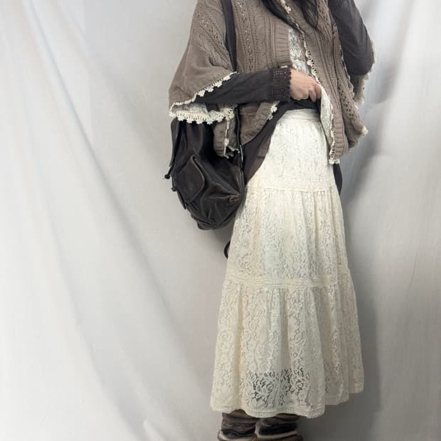 (미사용)레이스 롱 스커트