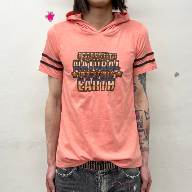  Retro Orange Hooded T-Shirt 