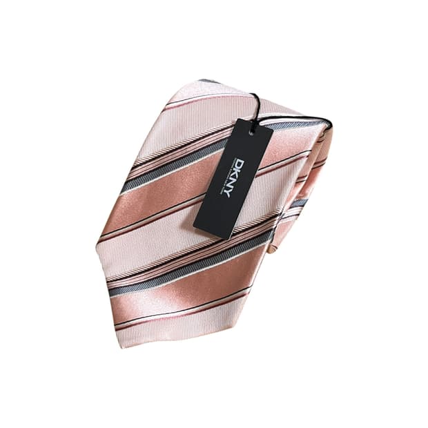 DKNY 핑크 그레이 스트라이프 넥타이