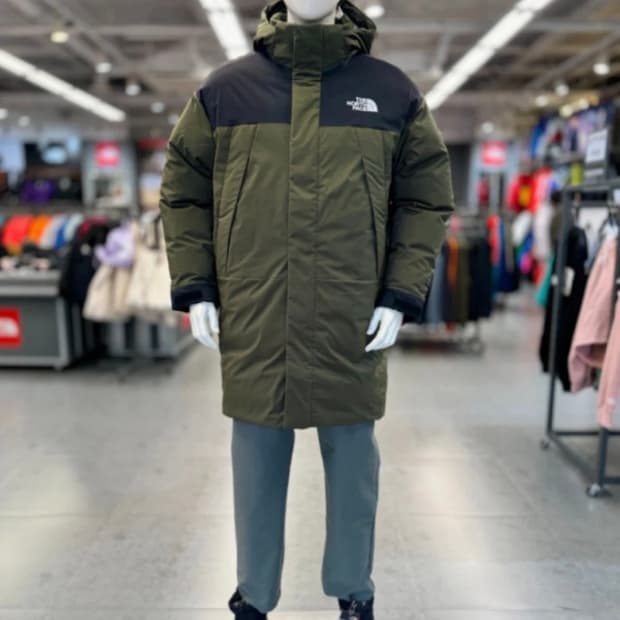 노스페이스 AIR HEAT 롱패딩 다크카키 95 새상품