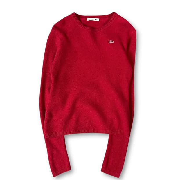라코스테 레드 로고패치 울 긴팔 니트 38