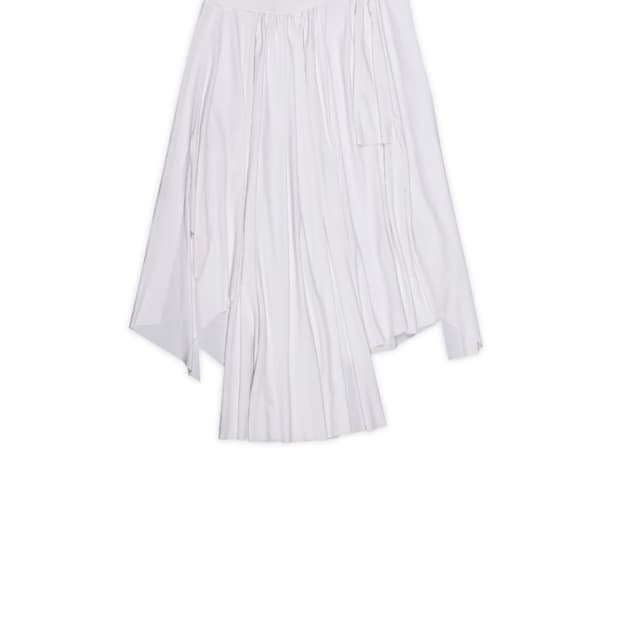 달링유어배드-ASYMMETRIC SHIRRING SKIRT #WHITE