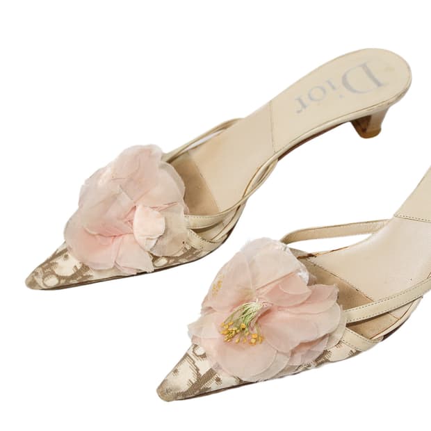 🌹 Dior Vintage Floral Mule Heels