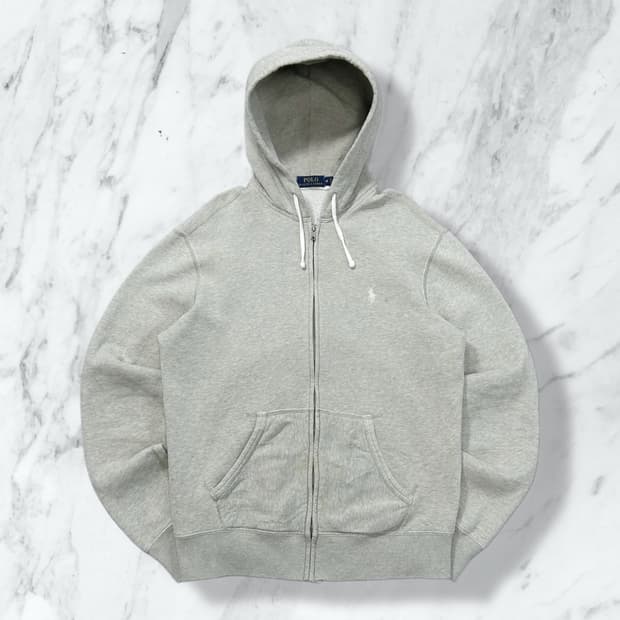 폴로 랄프로렌 화이트 포니 그레이 후드집업 