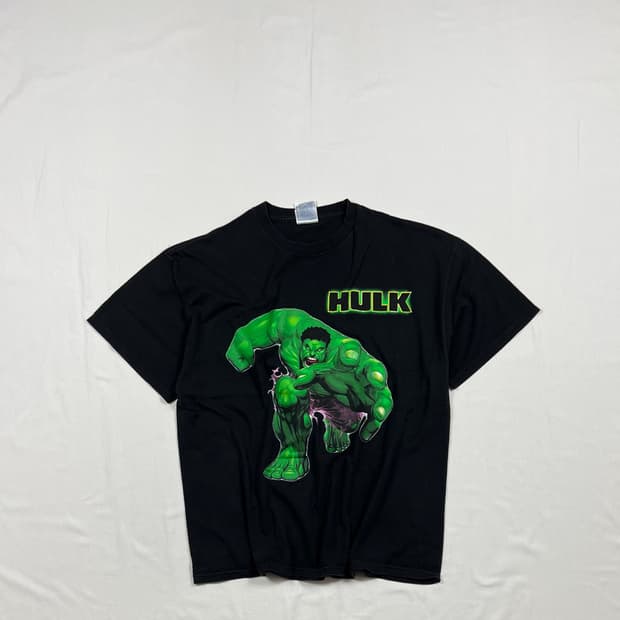 빈티지 마블 헐크 hulk 프린트 반팔티셔츠