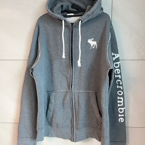 [XL] 아베크롬비 화이트 순록 후드집업 그레이