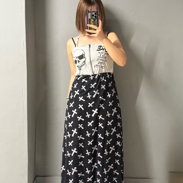 skull & cross printing one-piece