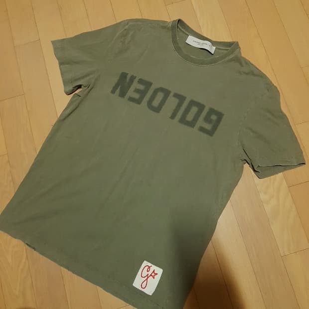 골든구스 빈티지카키반팔셔츠