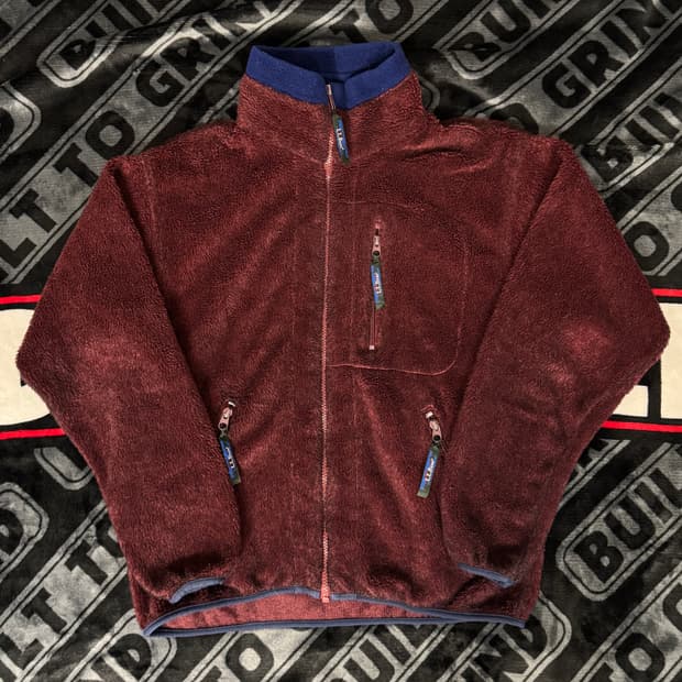 엘엘 빈 딥 파일 플리스 풀 오버 풀 짚 버건디 블루