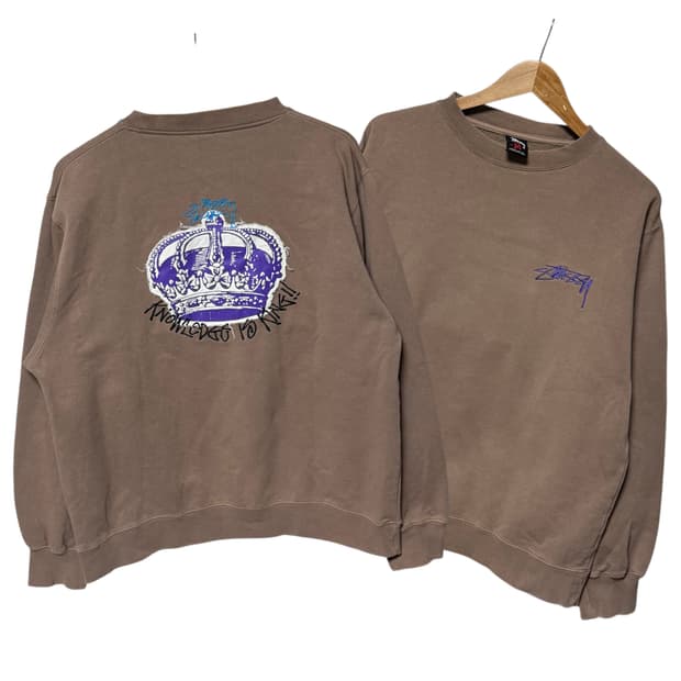 스투시 00s 빅로고 카라멜 베이지 오버핏 맨투맨