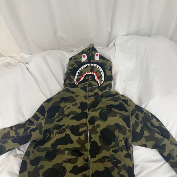 베이프 1st 카모 샤크 후드집업 녹계 XL